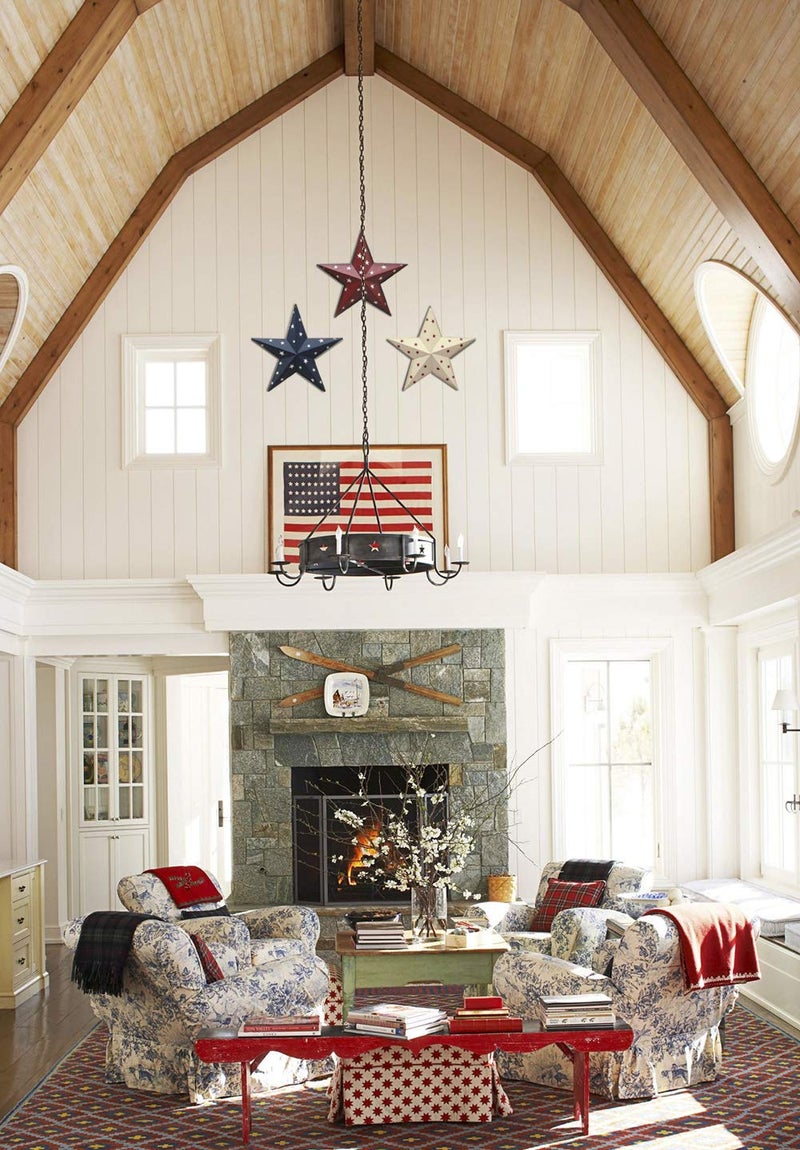 WHY Decor Metal Barn Star Set of 3, American Patriotic American Flag Wall Decoration Outdoor Indoor Hanging Wall Art 4th of July Memorial Day Veterans Day Gift for Man Star Ornament Home Decor 12"(A) - Image 2